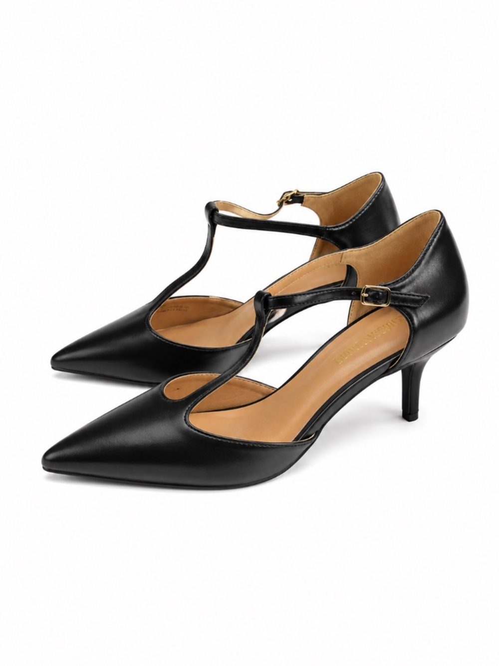 Dream Pairs Women's Black T-Strap Pointed Toe Heel Pumps, 9.5 - Picture 4 of 7
